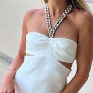 Zara tortoise shell halter midi dress